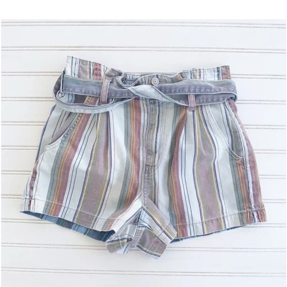 American Eagle Outfitters High Waist Blue and Brown Shorts - Picture 1 of 7